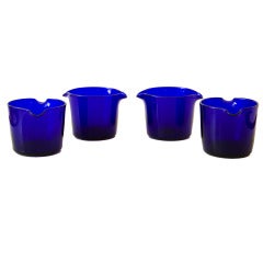 Set of Four Blue Wine Rinsers