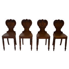 Set of Four Regency Mahogany Hall Chairs