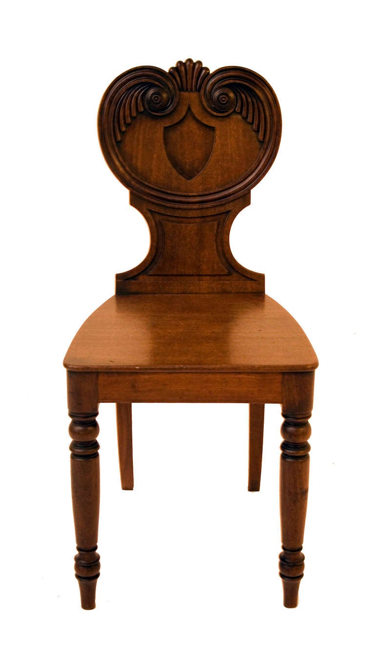 Set of Four Regency Mahogany Hall Chairs
