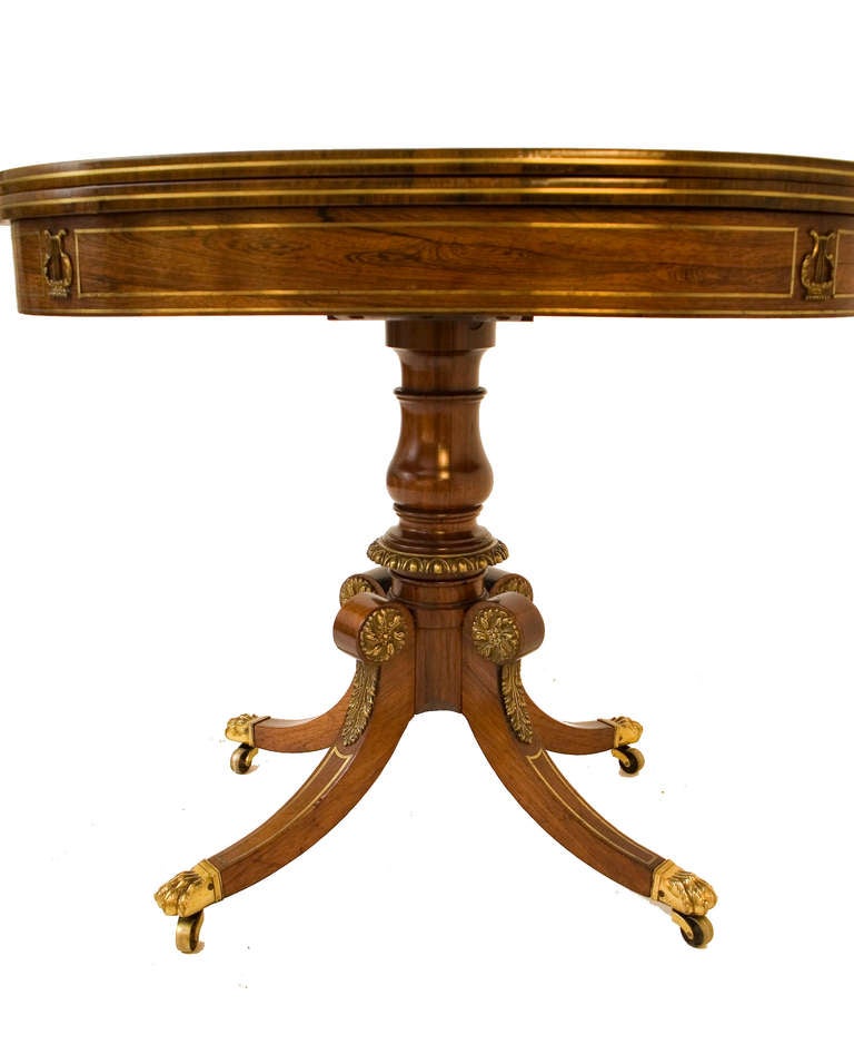 British Regency Rosewood Card Table For Sale