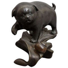 Bronze Puppy Meiji Era (1868-1912)