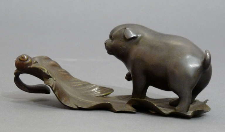 19th Century Bronze Puppy Meiji Era (1868-1912) For Sale