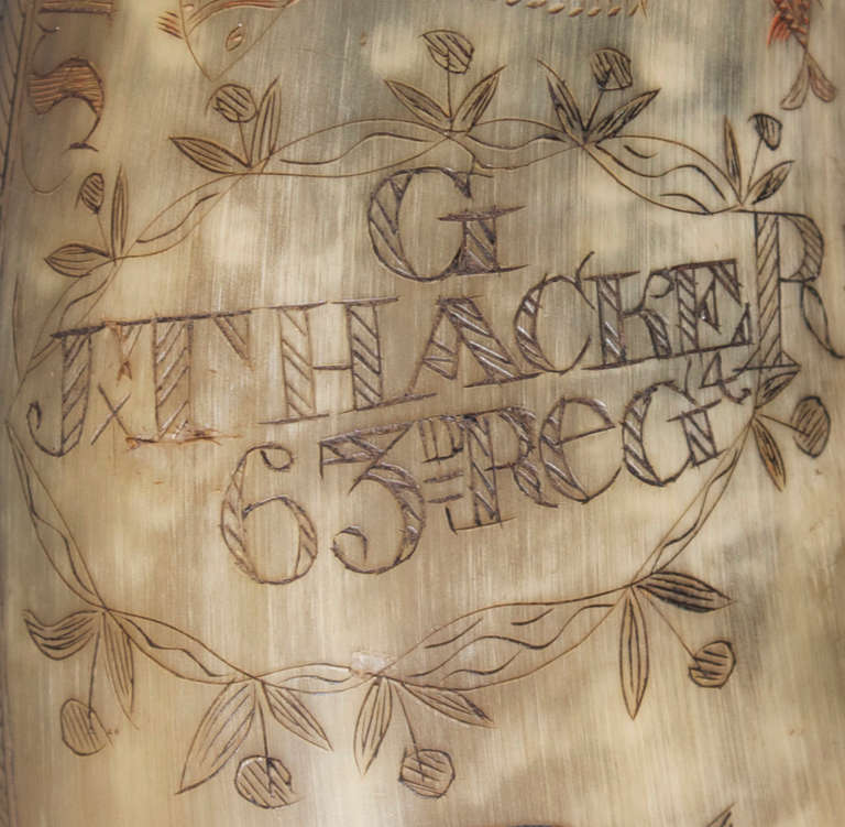 Marine Scrimshaw Powder Horn, Eighteenth Century