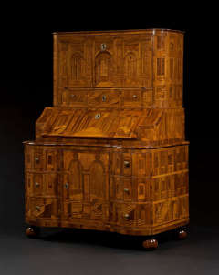 A Bureau Cabinet With Architectural Perspective Marquetry  Eighteenth Century