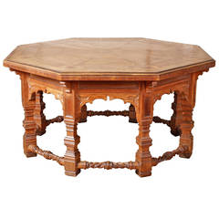 Antique Magnificent Oak Octagonal Centre Table, circa 1872