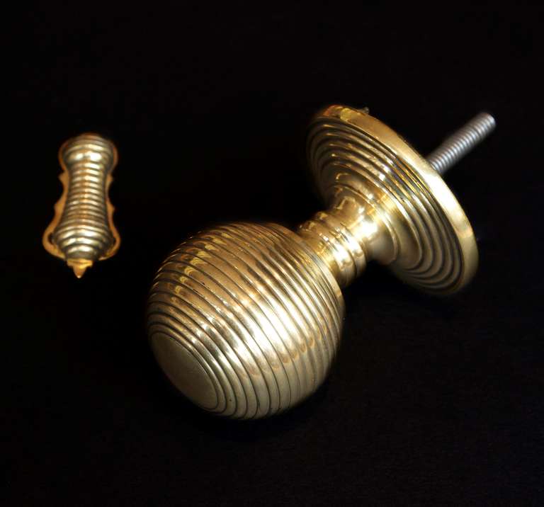 Beehive Centre Door Pull and Matching Keyhole Cover  Circa 1860