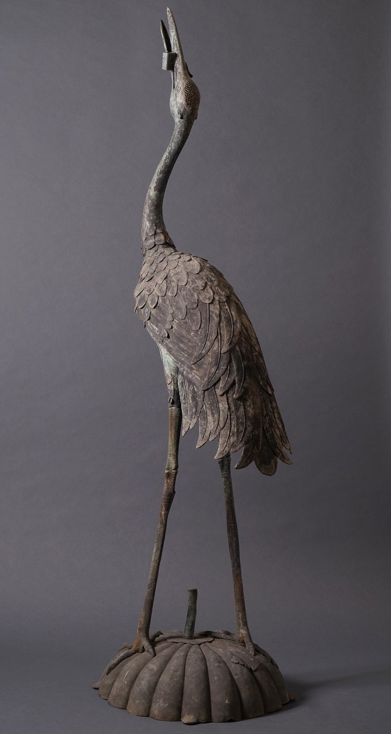 Japanese Bronze Crane, Meiji Period, circa 1900