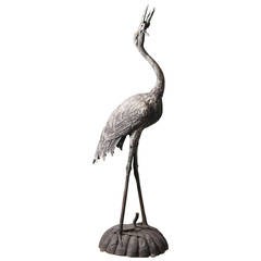 Bronze Crane, Meiji Period, circa 1900