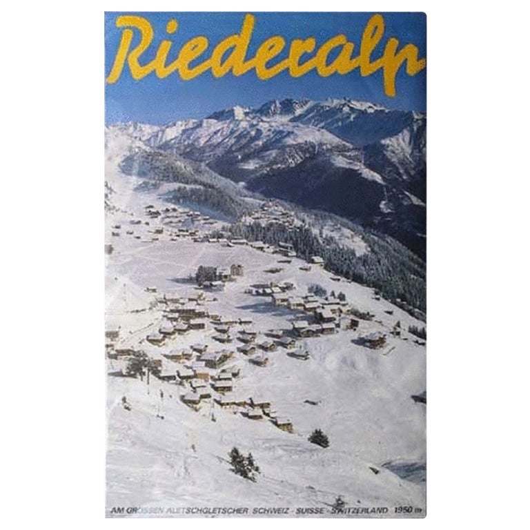 Classic Ski Poster, "Riederalp" Wintersport Poster