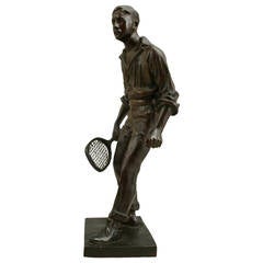 Antique Tennis Sculpture of Wimbledon Champion, Renshaw.