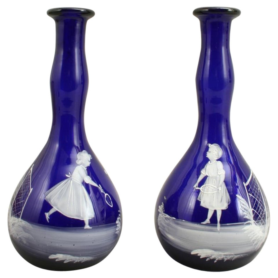 Mary Gregory Tennis Design Vases