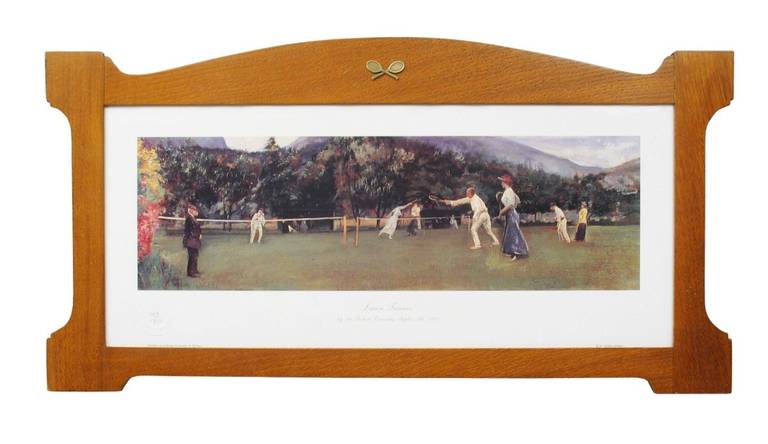 Lawn tennis print, Sir Robert Ponsonby Staples.
A splendid framed limited edition lawn tennis print taken from the original 19th century oil painting by Sir Robert Ponsonby Staples Bt. In this scene he portrays vividly the atmosphere and excitement