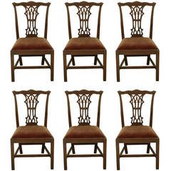 Antique Chippendale Style Chairs, Set of Six