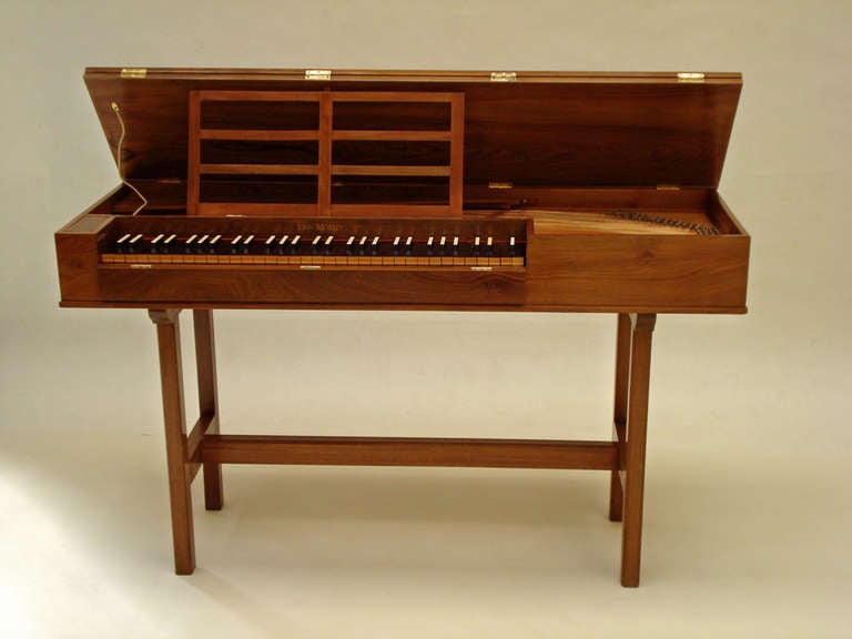John Morley 5 octave clavichord in walnut on trestle stand which is fixed onto the instrument by locators and a thumb screw - just arrived
5 octaves compass G to G
No.479 c1962