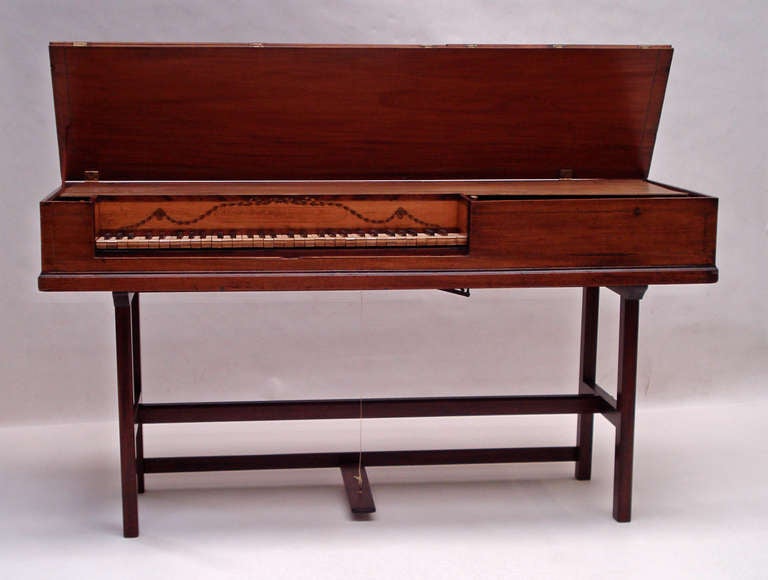 Christopher Ganer square piano in mahogany case c1780 
with 1 pedal swell and 3 hand stops, 2 for the damper lift and 1 for the harp stop. 
5 octave compass F to F 

Christopher Ganer was born in 1750 in Leipzig and died in London in 1811 
In