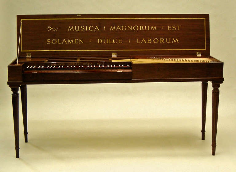 John Morley 5 octave clavichord after Horn (C5+) in walnut on turned and fluted legs with lettered inside lid 