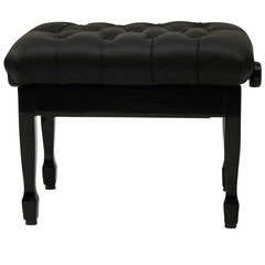 Concert piano stool with buttoned hide seat Black New