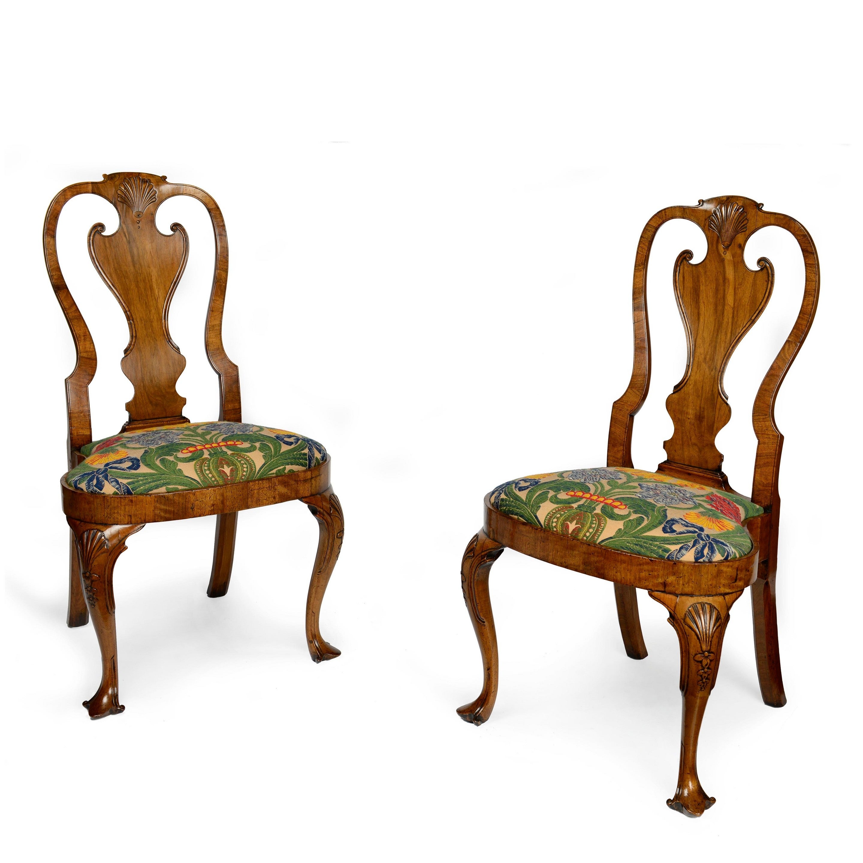 A Pair Of Irish George II Walnut Side Chairs
