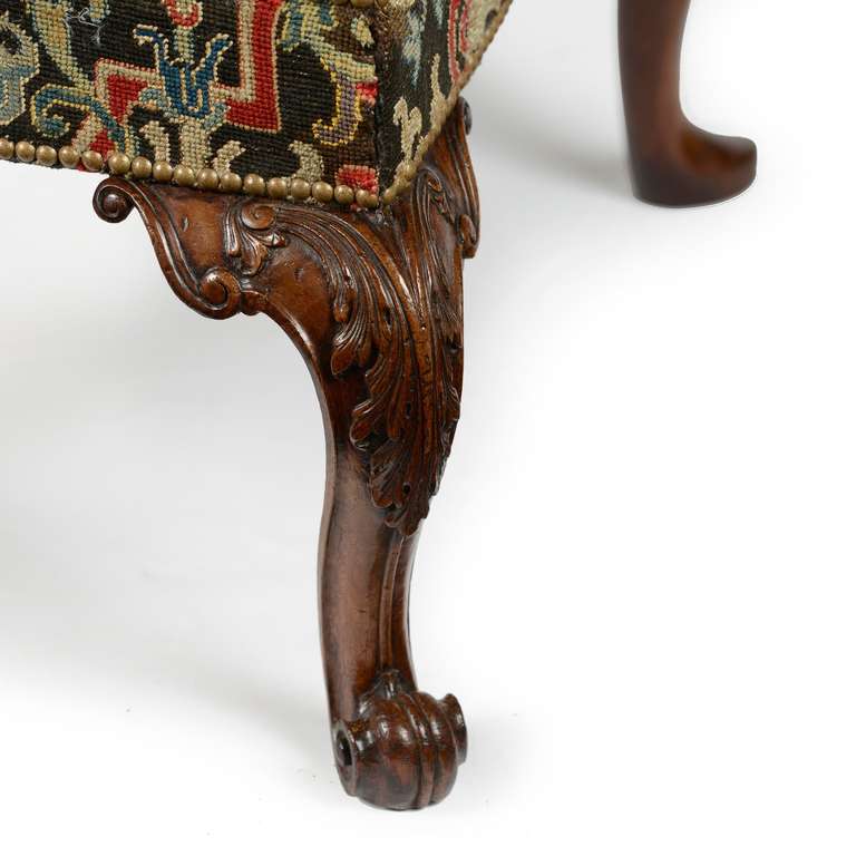 George II Mahogany and Needlework Armchair in the Manner of Matthias Lock In Excellent Condition In Knutsford, GB