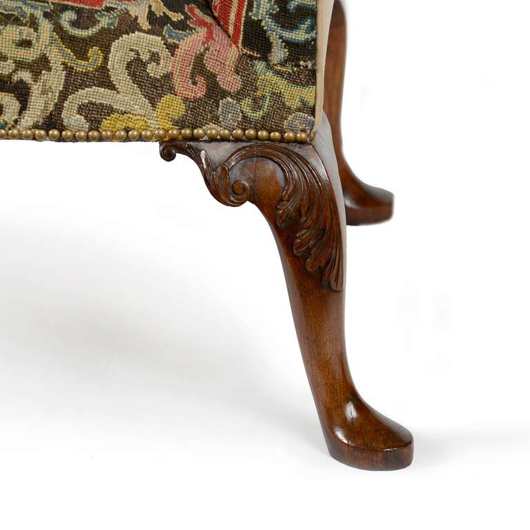 18th Century and Earlier George II Mahogany and Needlework Armchair in the Manner of Matthias Lock