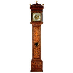 William & Mary Walnut and Floral Marquetry Longcase Clock John Clowes, London