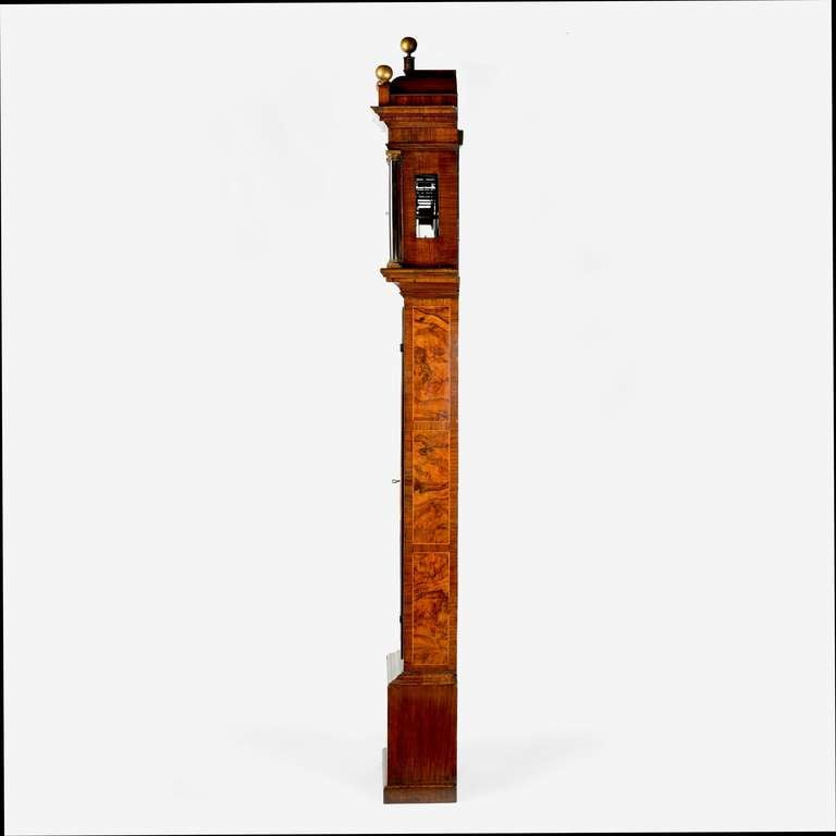 English William & Mary Walnut and Floral Marquetry Longcase Clock John Clowes, London For Sale