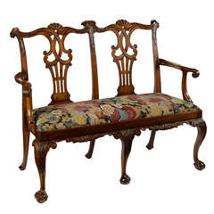 Antique George II mahogany chairback settee attributed to giles Grendey