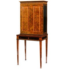Antique George III burr walnut & rosewood writing cabinet in the manner of Mayhew & Ince