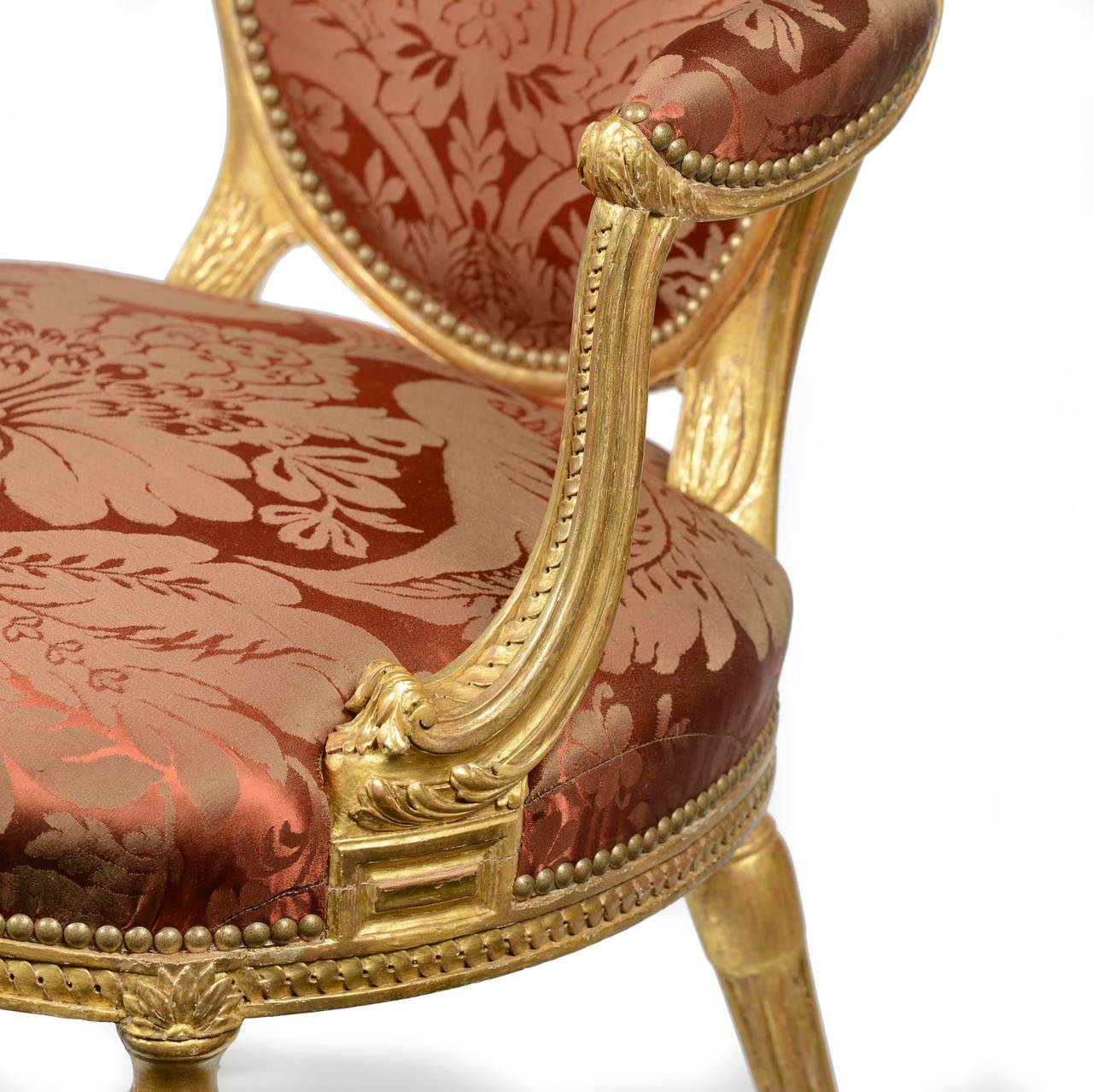 18th Century Pair of George III Giltwood Armchairs attributed to William and John Linnell