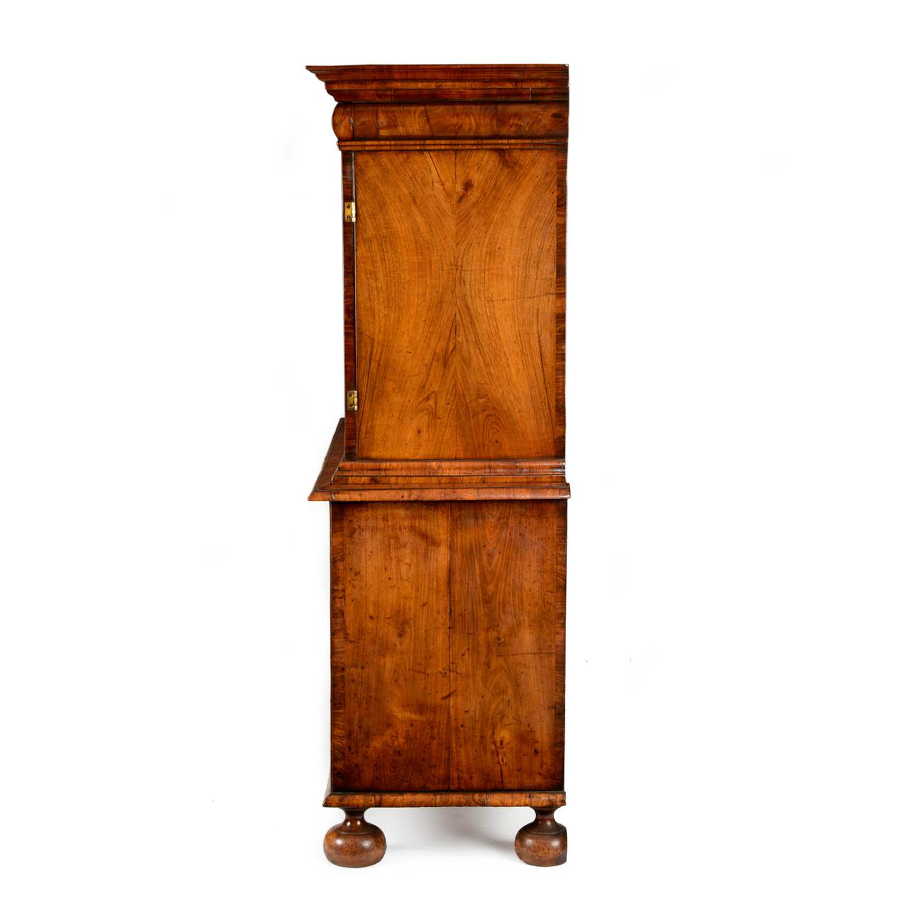 English William & Mary Burr Walnut Cabinet on Chest For Sale