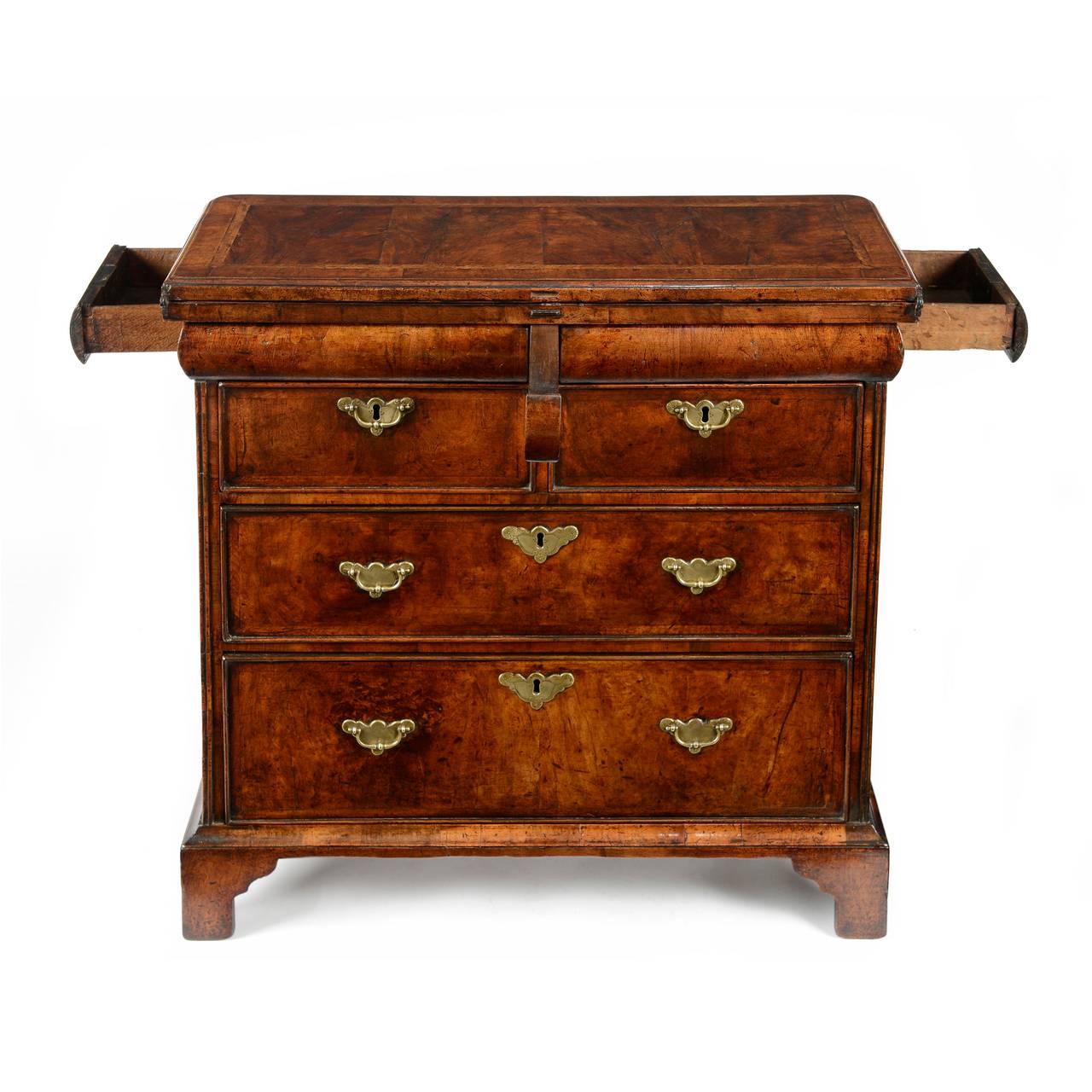 English George I Walnut and Feather Banded Bachelor Chest