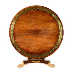 Regency Rosewood and Brass Inlaid Centre Table by S. Jamar, London