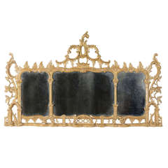 Irish George II Carved Giltwood Over-Mantle Mirror