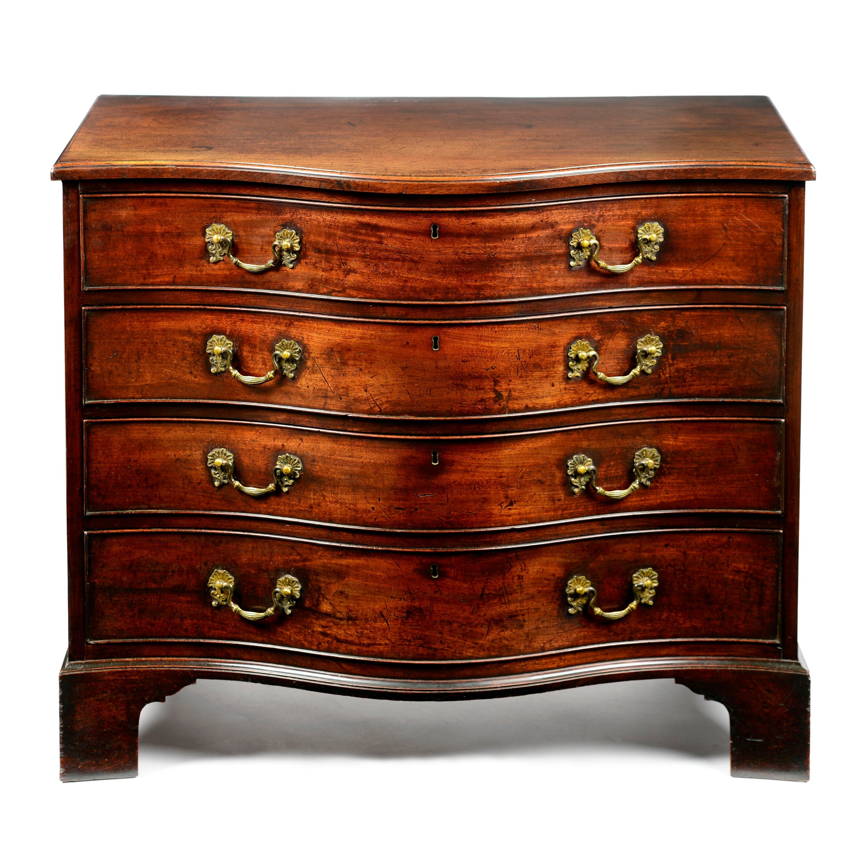 George III Cuban Mahogany Compact Serpentine Commode For Sale