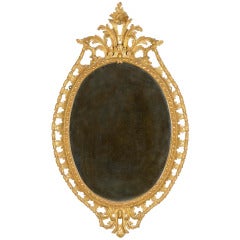 Antique George III Hepplewhite period carved giltwood mirror