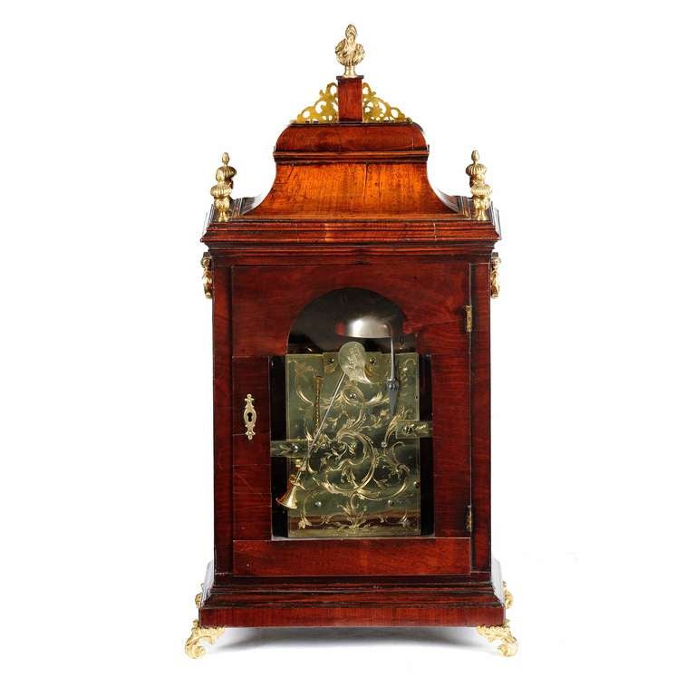 English Mahogany Gilt Brass Mounted Bracket Clock By Henry Hopkins, Deptford, London