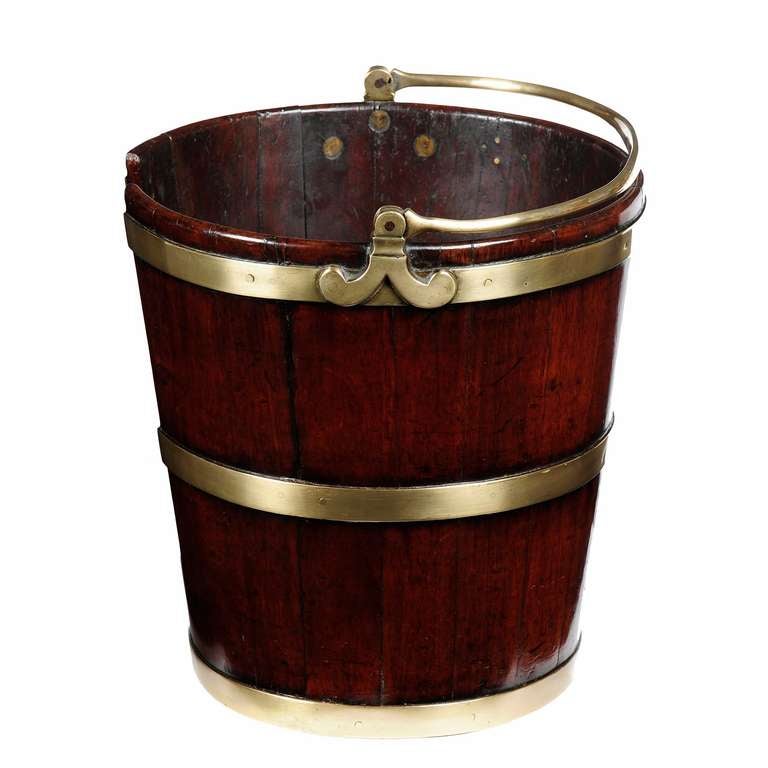 A pair of Irish III mahogany brass bound plate buckets at 1stdibs