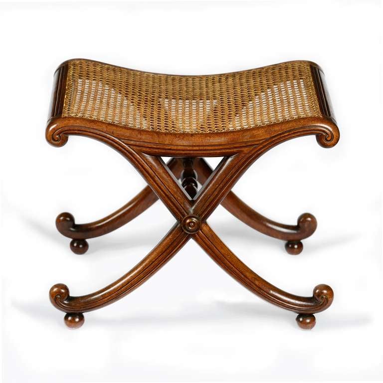 English Regency Mahogany X-frame Stool Attributed To Gillows Of Lancaster