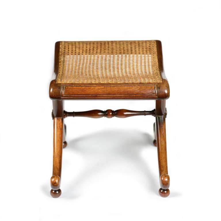 19th Century Regency Mahogany X-frame Stool Attributed To Gillows Of Lancaster
