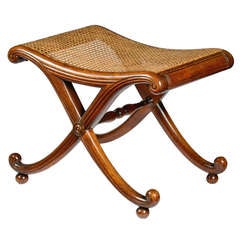 Antique Regency Mahogany X-frame Stool Attributed To Gillows Of Lancaster