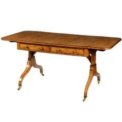 George III pollard oak & birds eye maple sofa table
