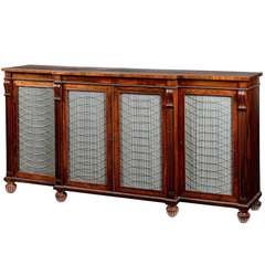 Used Regency Rosewood breakfront side cabinet attributed to Gillows of Lancaster
