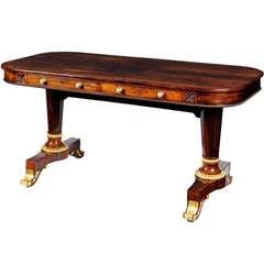Regency rosewood & giltwood library table