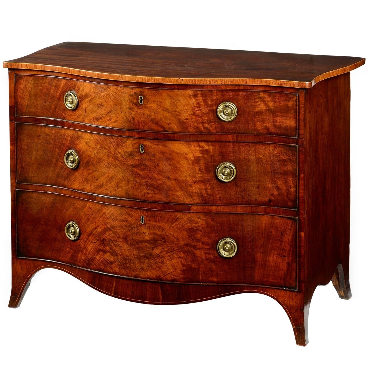 George III Sheraton Period Mahogany Serpentine Dressing Commode For Sale