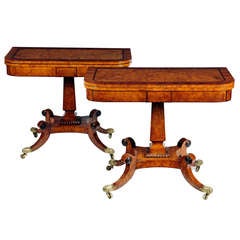 A Pair Of Regency Pollard Oak And Kingwood Banded Card Tables