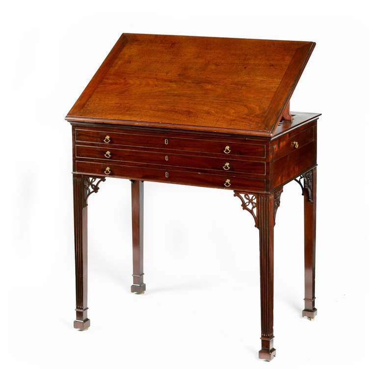 George III Chippendale period mahogany architects table