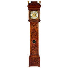 Antique William & Mary Walnut & Floral Marquetry Month Duration Longcase Clock
