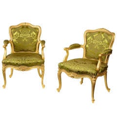 A Pair of George III Giltwood Armchairs Attributed to Thomas Chippendale