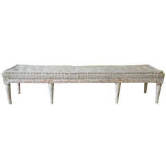 Swedish Gustavian Bench with Antique Linen