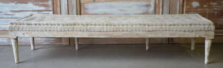 Swedish Gustavian Bench with Antique Linen 2